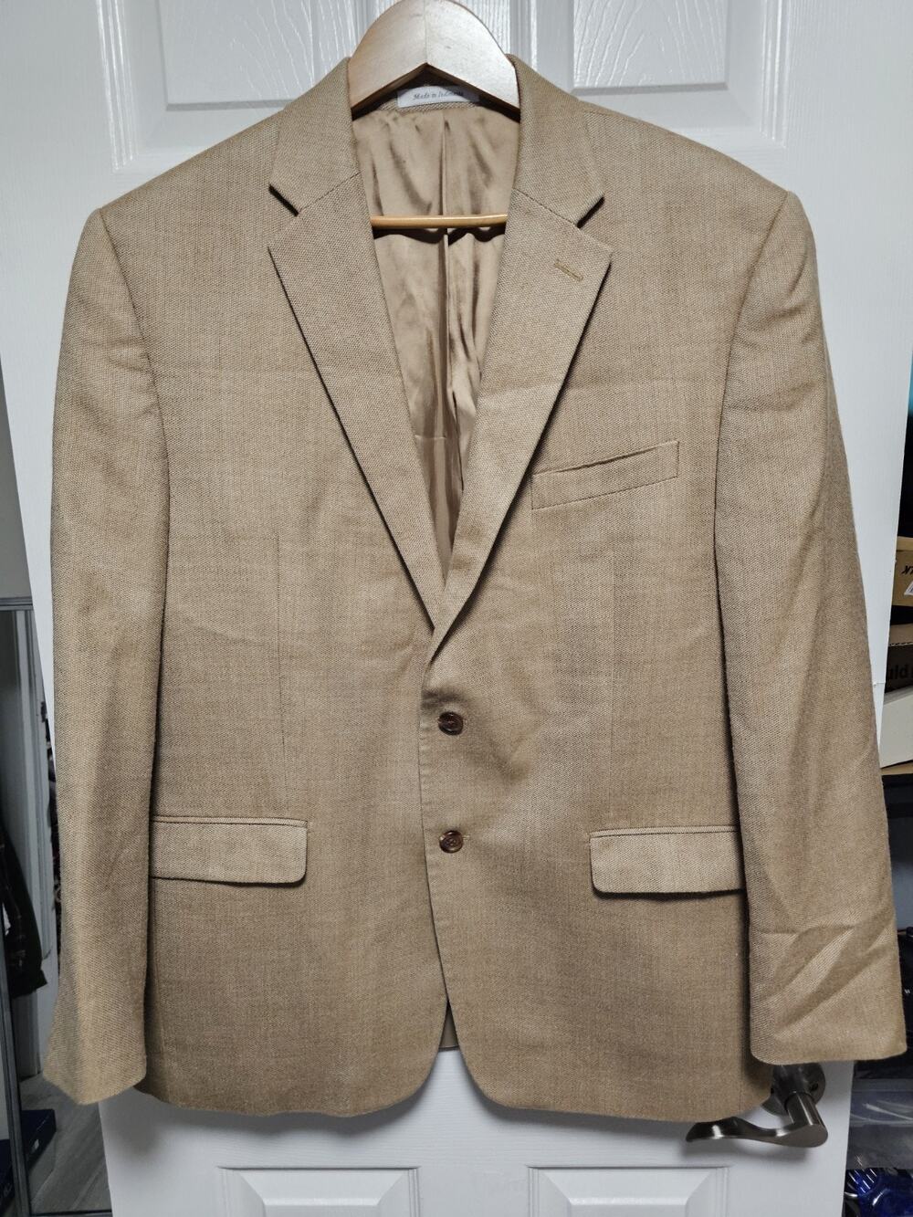 Vintage Lauren Ralph Lauren Mens 42R Tan Silk/Wool Blazer Coat